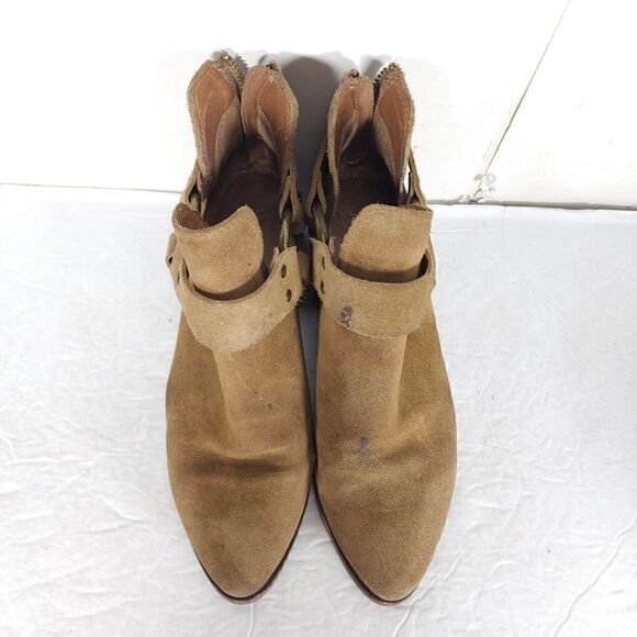 Frye Women's Ray Harness US 7M Brown Suede Back Zip Ankle Booties Boots - Picture 15 of 16